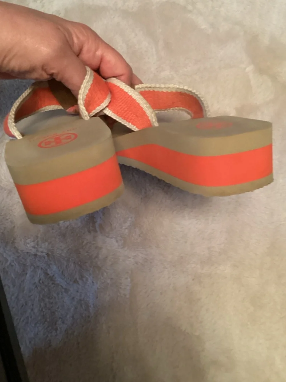 Tory Burch Wilhelm Orange Wedge Flipflop in Orange Canvas - 6